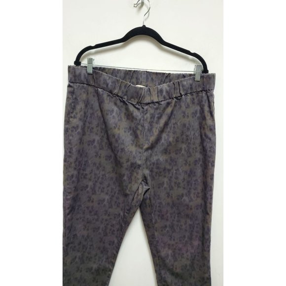 Soft Surroundings Metro Pants Purple Leopard Print Elastic Waist Pull On - Picture 4 of 7